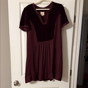 Mixed Media Velvet Maeve Burgundy Dress